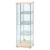 不二貿易 コレクションケース フィギュアケース 4段 幅42.5×奥行36.5×高さ120cm ナチュラル 強化ガラス 背面ミラー 組立商品 97337