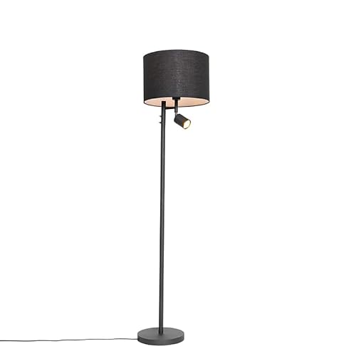 Qazqa jelena - Lampadaire avec lampe de lecture - 1 lumière - H 150 cm - Noir - Moderne - éclairage intérieur - Salon I Chambre I Cuisine I Salle à manger