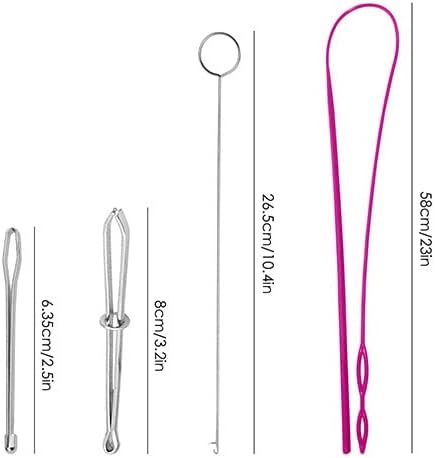 6 PCS Sewing Loop Kit, Include 2 Flexible Plastic Drawstring Threader, 2 Stainless Steel Sewing Loop Turner Hook and 2 Metal Drawstring Threader for Fabric Belts Strips DIY Knitting Accessories