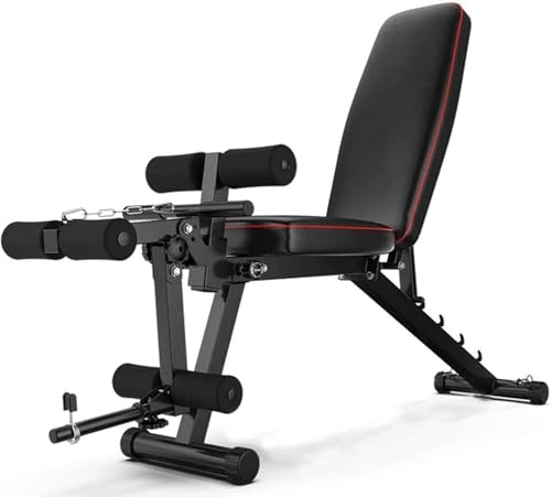 Panca per pesi pieghevole e regolabile con estensione delle gambe,
