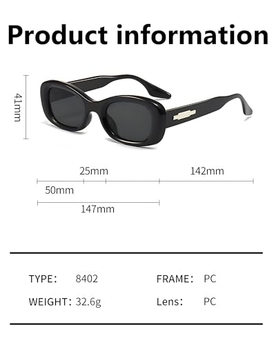SIEYEWER Retro Rectangle Sunglasses for Women and Men, Vintage Small Square Frame Fashion Shades, Classic 90s Style Everyday Eyewear — view 5