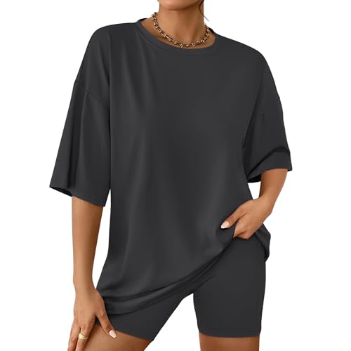 Image of AUTOMET Women 2 Piece Sets Summer Outfits 2026 Two Piece Matching Clothing | Oversized Tshirts,Biker Shorts,Short Sets,Workout Sets,Summer Sets,Lounge sets