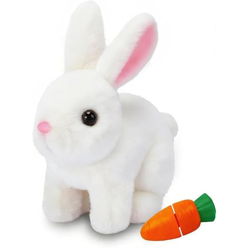 Auzlya Conejo de Peluche Electrónico Pascua,Juguete de Conejito Saltando,Simulación de Conejo de Peluche Suave,Conejo Saltador Juguete electrónico Interactivo,Juguetes Interactivos