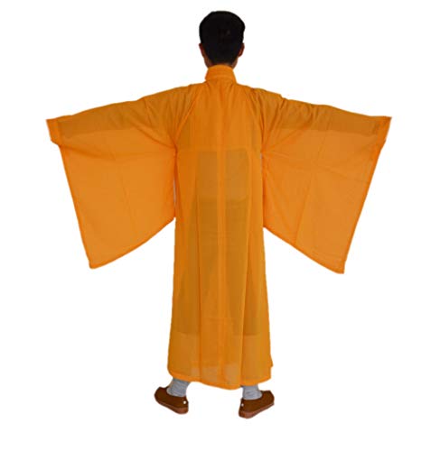 DGXIN Shaolin Temple Zen Buddhist Robe Monk Meditation Kung Fu Gown Unisex Yellow2