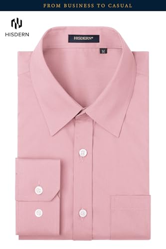 Image of HISDERN Mens Dress Shirts Long Sleeve Button Down Casual Shirts for Men Inner Contrast Formal Business Tuxedo Wedding Shirt