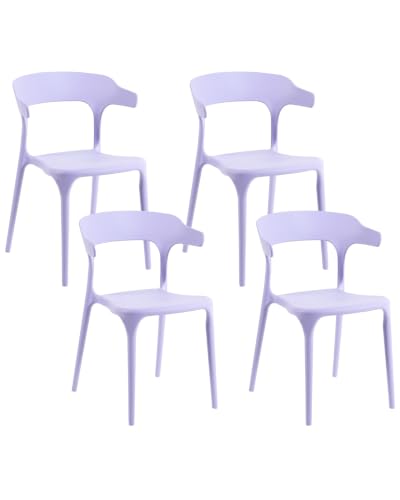 Beliani Lot de 4 Chaises de Jardin Moderne en Plastique Résistant aux Intempéries Intérieur...