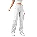 MaMiDay Baggy Cargo Pants for Women High Waisted Open Leg Pants Lightweight Hiking Streetwear Fashion Outfits with Pockets White