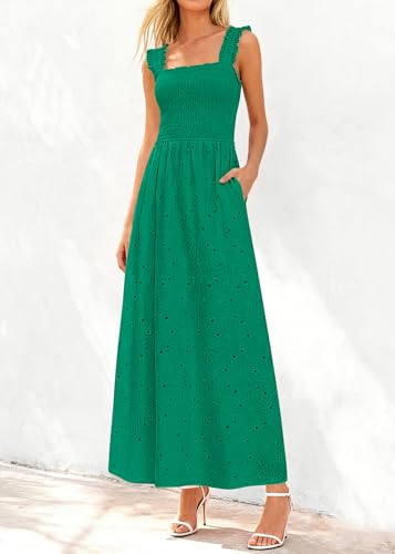 Image of KIRUNDO Summer Lace Dress for Women Eyelet Maxi Sundress