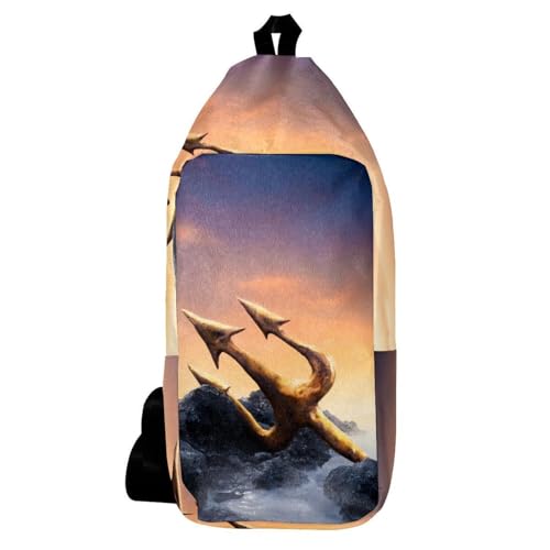 Sac à dos à bandoulière multicolore motif Poséidon étanche et ultra compact