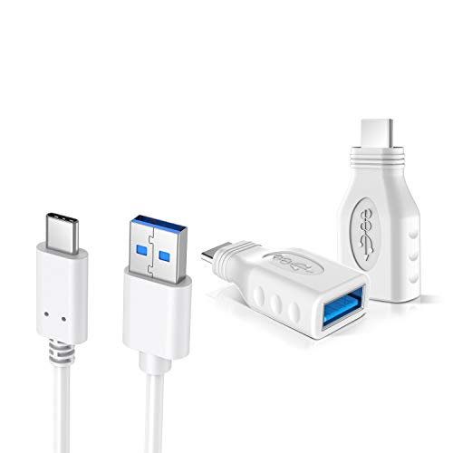 Slabo Cable de Carga USB Tipo C con el Adaptador USB-A - USB-C para iPad Air 4. Generation (2020) | iPad Pro 11 | 12,9 (2018-2020) Cable de sincronizacin del conexin Datos - Blanco