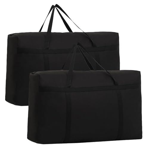 2 Pcs 100L Large Storage Bag, Heavy Duty Moving Totes, Extra Large Storage Bag with Zips forClothes Storage, Laundry Bag, Packing, House Solutions, Sustainable, Water-Resistant (black)