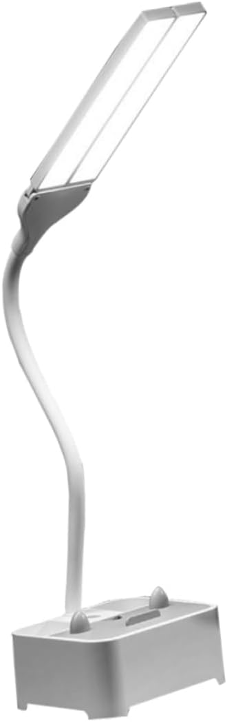 USB Rechargeable Desk Lamp Dual Heads Eye Protection Reading Light Adjustable Brightness Portable Table Lamp for Students Home and Office Use