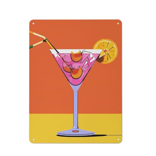 Peintures à suspendre en métal Cabana Cocktail robustes au design vintage soigné
