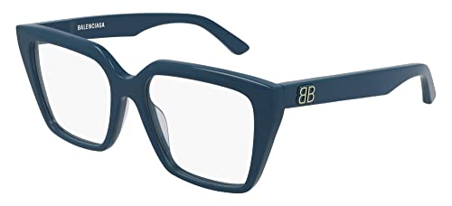 Balenciaga BB0130O 007 Eyeglasses Women's Blue Full Rim Square Shape 53mm