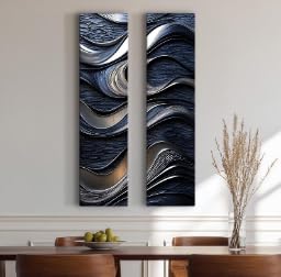 Habiller un mur étroit avec 2 tableaux abstraits longs dorés