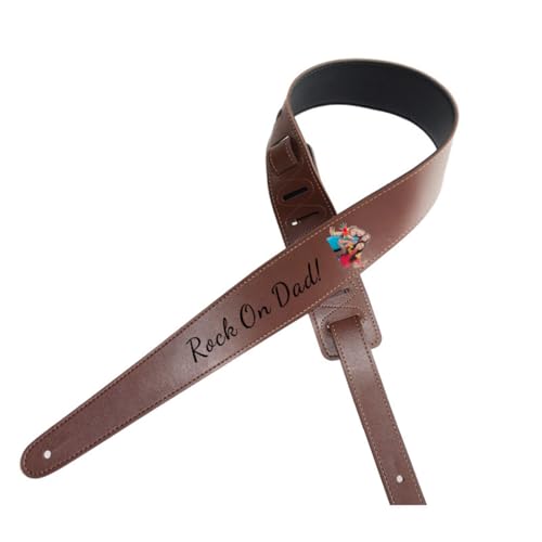 Andisijq Correa de guitarra personalizada, correas de cuero personalizadas para guitarra, acústica, cómoda y ajustable, regalos para guitarristas, amantes de la guitarra, papá, marido, regalo