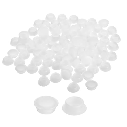 Image of uxcell 100Pcs Screw Hole Plugs, 12mm(15 /32 inch) Dia Plastic Snap in Locking Hole Covers Flush Type Caps for Furniture Cabinet Cupboard, Clear
