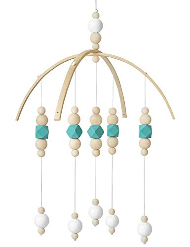 Image of AONTUS Baby Crib Mobiles Wooden Beads for Children Boys Girls Babies Bed Room Designer Colors to Match Nursery Delight (Green+White)