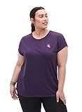 Lockere Passform Zizzi Active by Damen Große Größen T-Shirt Kurzarm Gr 50-52 Purple Plumeria