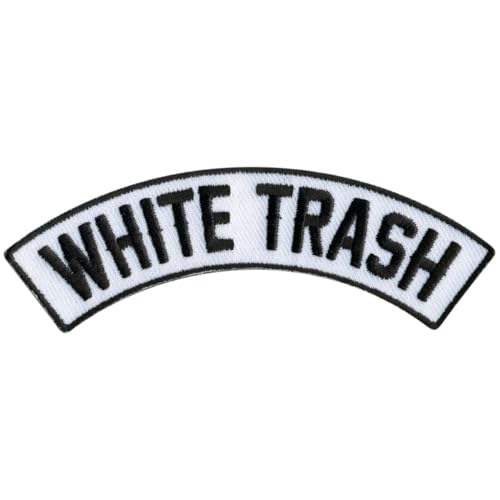 Hot Leathers White Trash 4” X 1” Top Rocker Patch PPM4210-4 Width x 1 Height Inches
