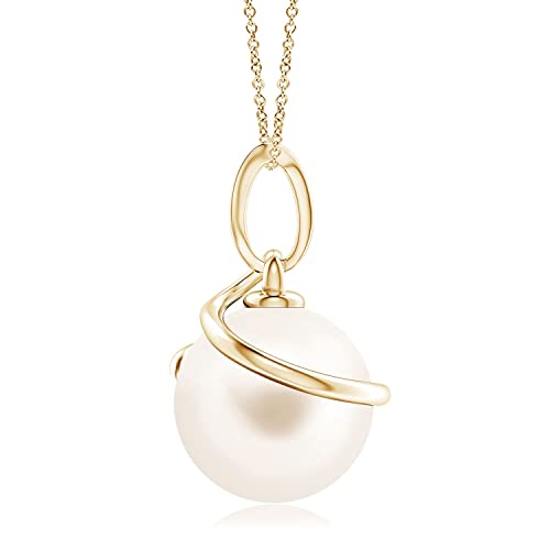 Angara Freshwater Pearl Pendant for Women | Round Freshwater Cultured Pearl Diamond Drop Pendant Necklace in 14K Solid Gold/Platinum | June Birthday, Anniversary, Gemstone Jewellery Gift2