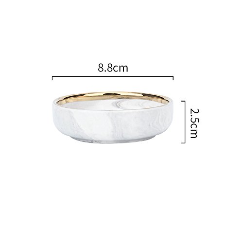 Colias Wing 3.5 Inch Elegant&Attractive Marble Pattern Stylish Design Multipurpose Porcelain Side Dish Bowl Seasoning Dishes Soy Dipping Sauce Dishes-Set Of 4-White&Golden #TOP1