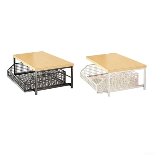 Estante de almacenamiento de cocina, estante multifuncional para horno de microondas con cajón, organizador de soporte de impresora organizador de mostrador (blanco)