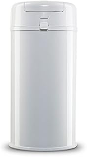 Bubula Premium Steel Diaper Waste Pail with Air Tight Lid and Lock, White/White
