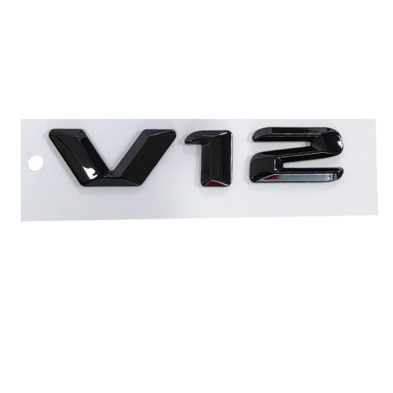 Letras V12 adhesivas con relieve 3D negro brillante para maletero