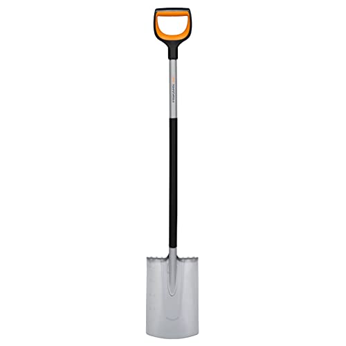 Fiskars Gärtnerspaten für weiche, steinarme Böden, Rund, Länge: 120 cm, Verstärktes Borstahl-Blatt, Schwarz/Orange, Xact, 1066730