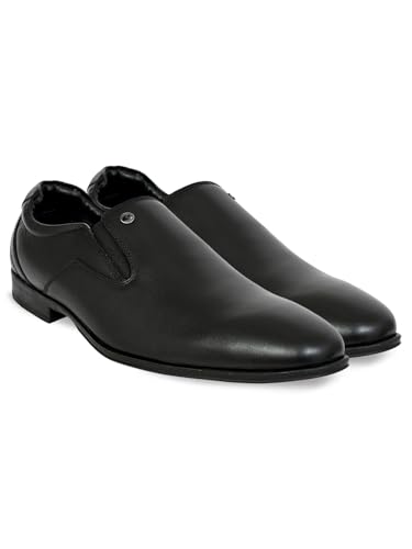 Image of Allen Cooper Men's Black Genuine Leather Loafers |Slip-On Formal Shoes | Comfortable Office Moccasins for Men