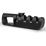 【Ergonomisches Design】Beim Schärfen von Messern ist der Griff ergonomisch gestaltet, vergrößert und verbreitert für maximale Sicherheit. Es gibt einen rutschfesten Gummifuß an der Unterseite des Schärfers, es ist nicht leicht zu rutschen, wenn Messer schärfen, sicher und energiesparend.