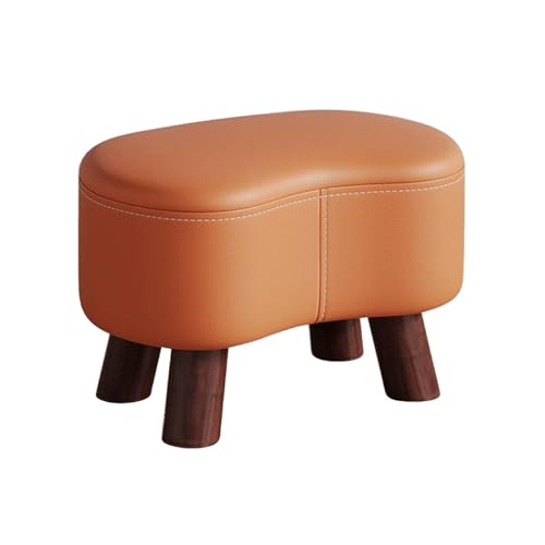 AEGCAOJH Reposapiés Moderno pequeño para sofá, Taburete de té, Asiento Acolchado con Patas de Madera, para Sala de Estar y Dormitorio, tapizado Grueso y cómodo (Color Naranja)