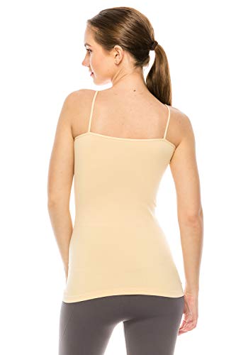 Kurve Women’s Camisole Tank Top - Basic Seamless Stretch Spaghetti Strap Cami Tops Uv Protective Fabric Rated Upf 50+ (Made In Usa) Nude, Large/X-Large #TOP2