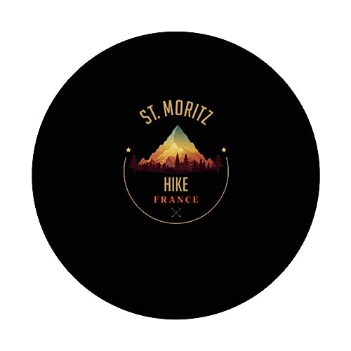 St. Moritz Souvenir Apparel - St. Moritz Hiking PopSockets Swappable PopGrip, Black - Image 3