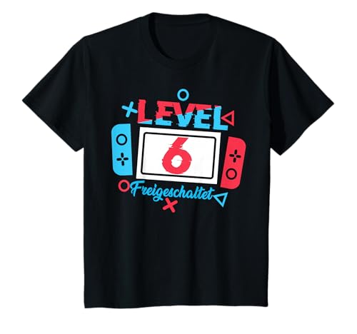 Kinder Level 6 Geburtstag Shirt Junge 6 Jahre alt Videospiele T-Shirt