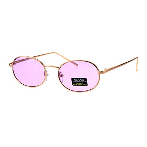 PASTL Gold Oval Metal Frame Sunglasses Unisex Fashion Color Lens Shades UV 400