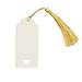 Makhry 100 pcs Imported Rectangle Kraft Paper Bookmarks Gift Tags Wedding Favor Bonnie Favor Thank You Gift Tags with 100 pcs Handmade Tassels (White&Light Gold)