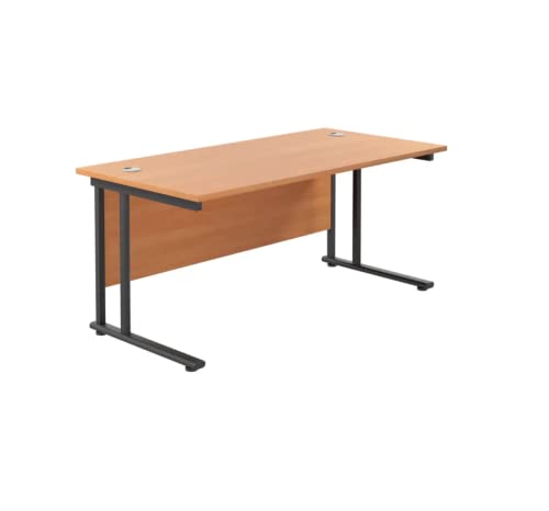 Jemini Rectangular Single Upright Cantilever Desk 1600X800X730Mm Beech/Black KF810865