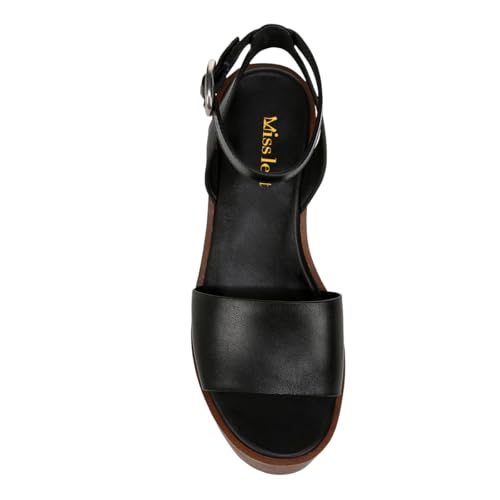 miss left Women Open Round Toe Ankle Strap Buckle Platform Sandals Cork Wedge Mid Heel Summer Casual Daily Dress Shoes Size 4-16 US4