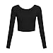 Long Sleeve Crop Tops for Women Fall Basic Slim Workout Shirts for Teen Girls (Black Medium)
