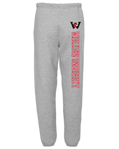 Wesleyan University Vertical Men's Jogger Sweatpants, Athletic Heather, 2XL