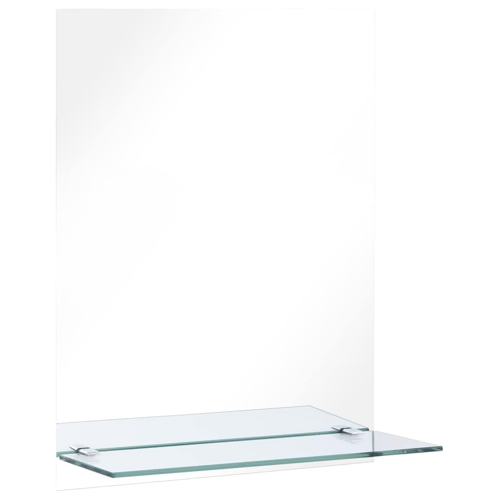 vidaXL Rectangular Wall Mirror with Shelf 50x70cm - Tempered Glass, Silver