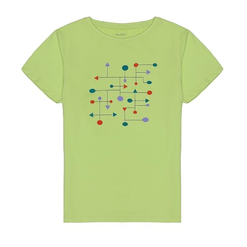 Image of Girls Cotton Crew Round Rib Neck Short Sleeve T-Shirts, Green, Orange red, Turquois