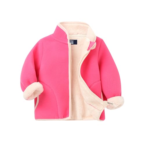 Image of LittleSpring Boys Girls Polar Fleece Jackets Fur Lined Zip Up Warm Winter Coat