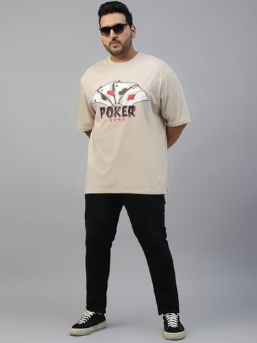 Image of Veirdo 100% Pure Cotton Oversized Fit Drop Shoulder Aesthetic Front Chest Typo Graphic Printed T-Shirt for Men (Sizes : 2XL to 5XL)