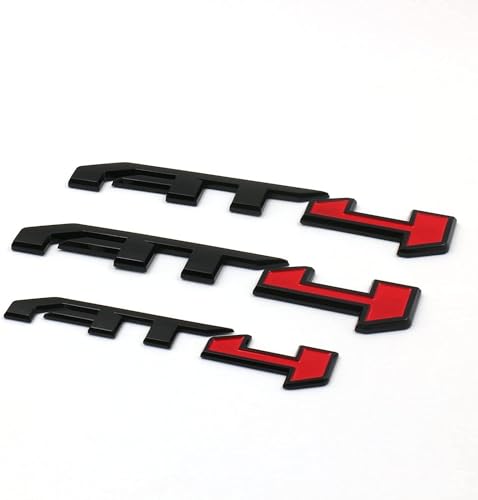 Image of 3Pcs AT4 Emblems Sierra 3D Side Door Rear Tailgate Badge NamePlate Decal with Strong Adhesive 85002068 Replacement for 2019-2023 Canyon Sierra 1500 2500HD 3500HD (Gloss Black Red)