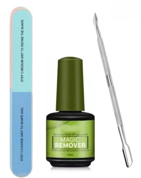 Magic Remover Gel Nail Polish Remover tool with filer and peeler for nail art remover