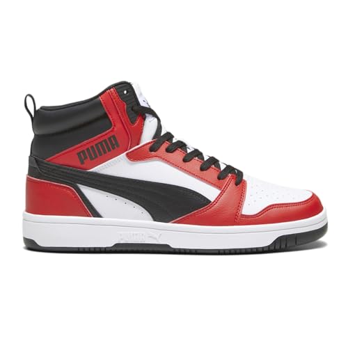 PUMA Mens Rebound V6 Basketball Sneakers Shoes - Red, White