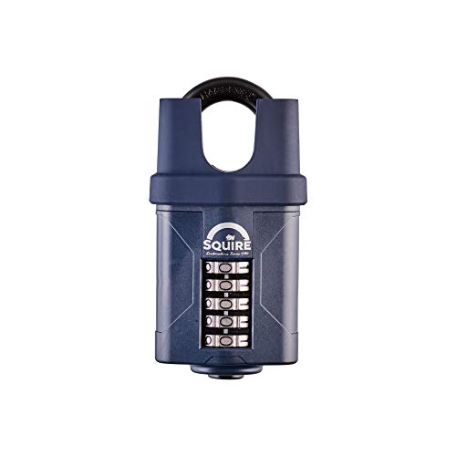 Squire Combination Padlock. Weatherproof Hardened Steel Shackle Recodable Padlock. Available in Multiple Shackle Lengths. (5 Wheel - 60 mm Closed Shackle)